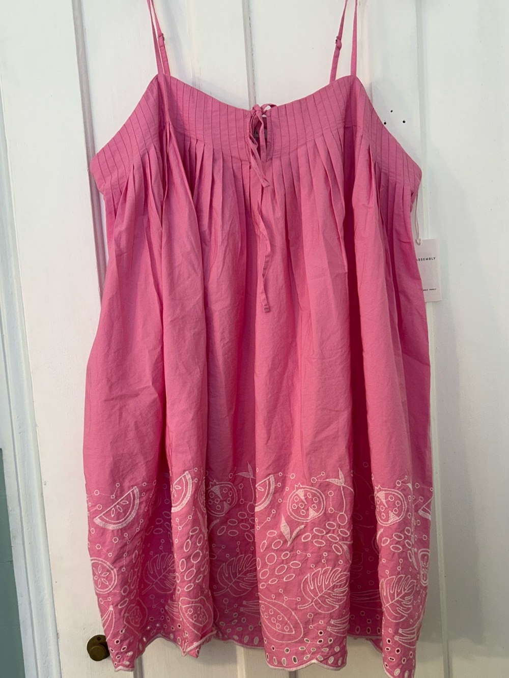 Free Assembly Pink Mini Dress XL 16-18 Tiered Pleated Bandana Print NWT